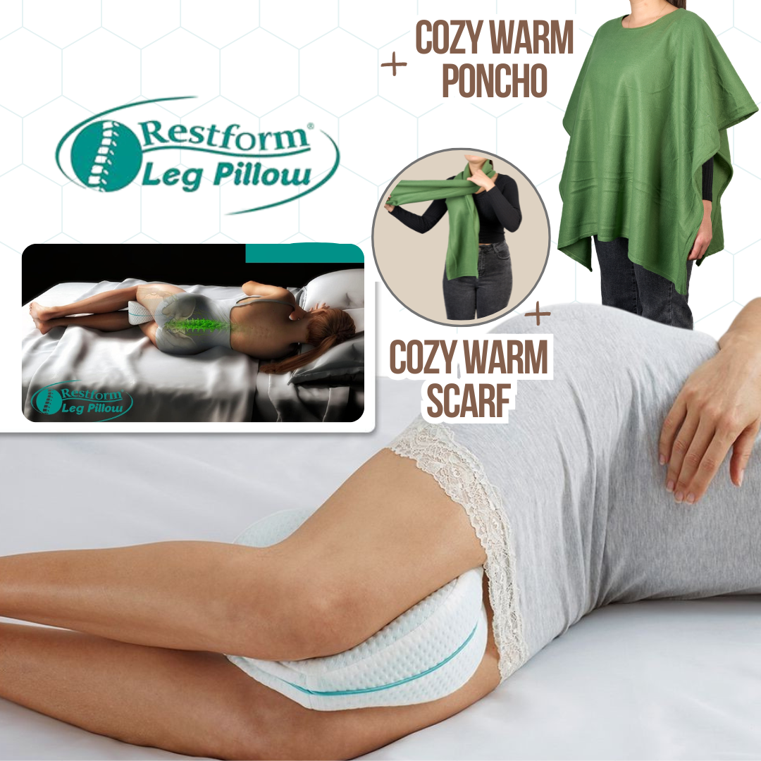 Restform Leg Pillow + Cozy Warm Collection (Poncho + Scarf)