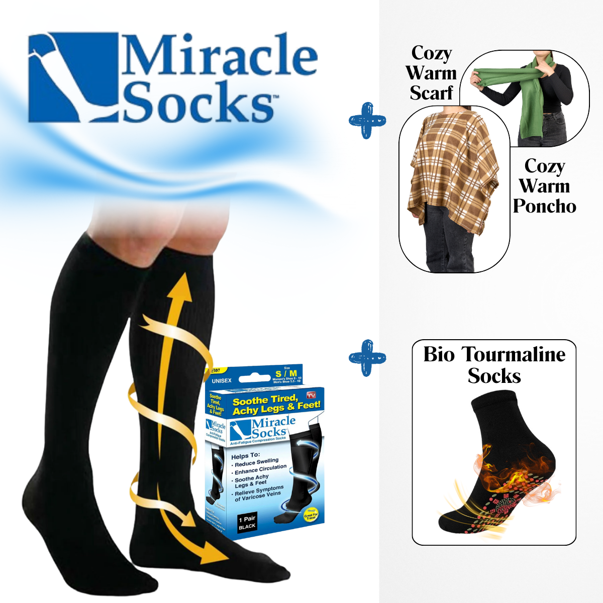 Miracle Socks 1+1 + Cozy Warm Collection + Bio Tourmaline Socks